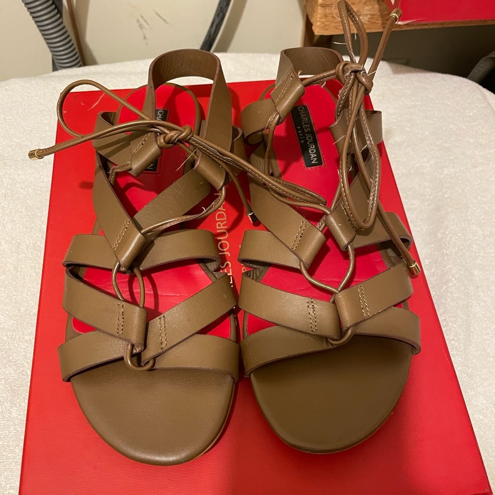 Charles Jourdan Brown Gladiator Sandal